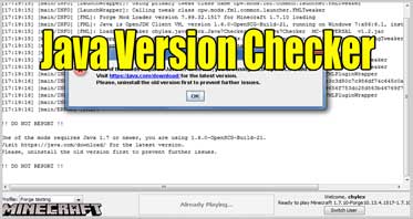 Java Version Checker (Forge) Mod 1.10.2/1.7.10